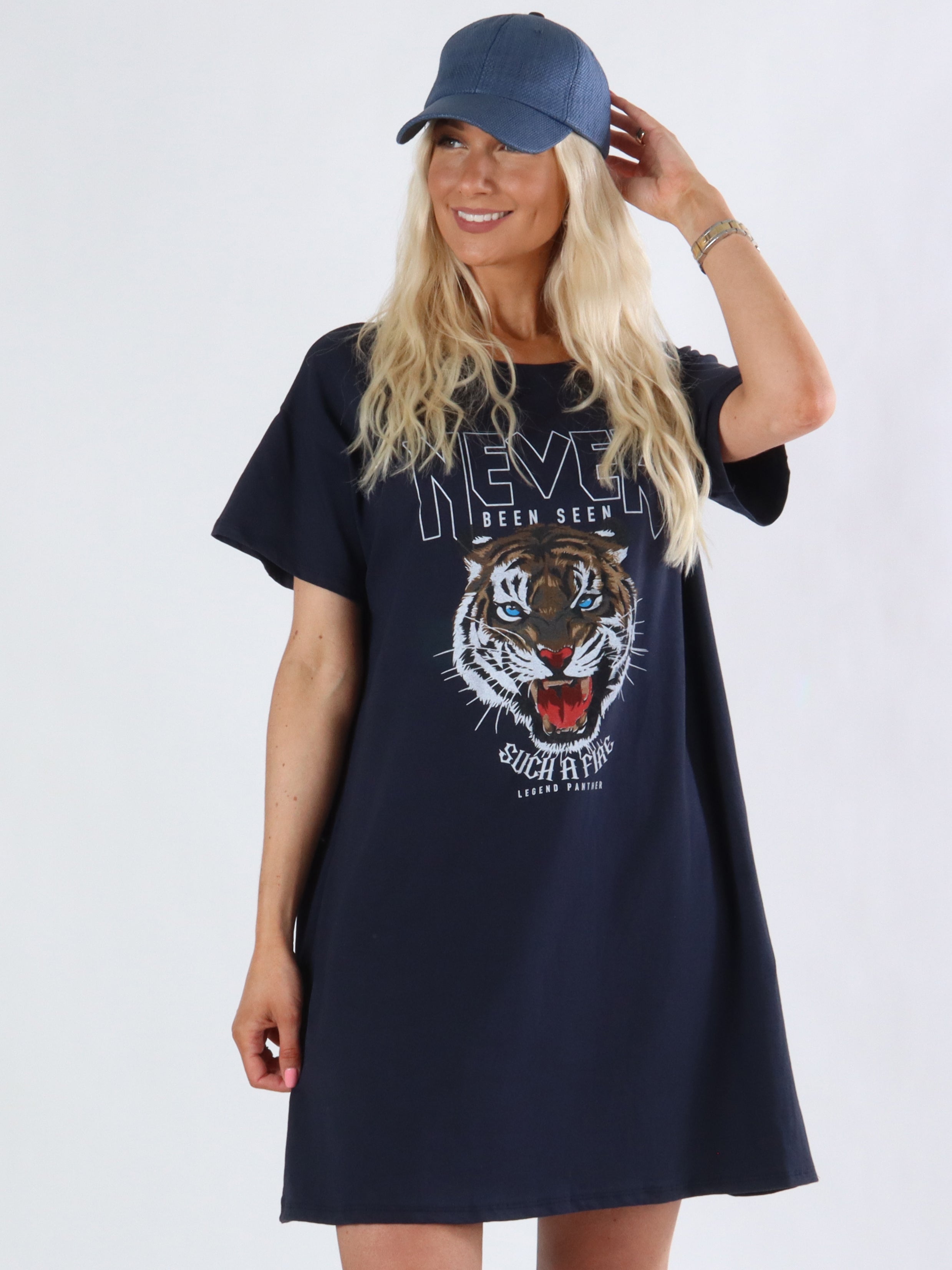 Steffy - T-shirt kjole i jersey med tigermotiv